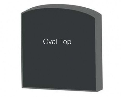 Black memorial with an oval top, labeled 