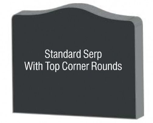 Black headstone with a curved top and rounded corners.