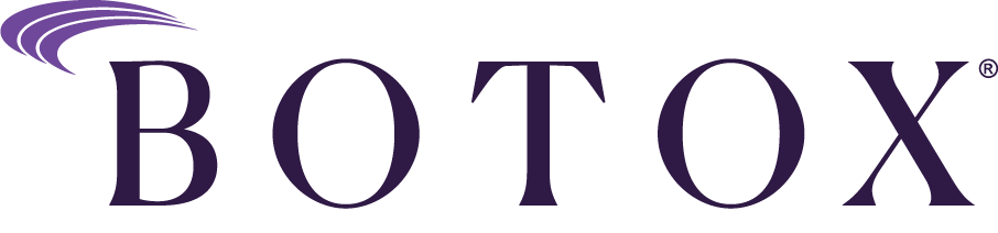 A logo for botox with a purple feather on it