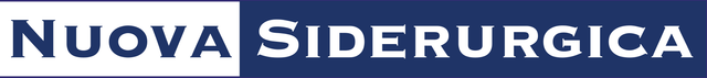 Logo di Nuova Siderurgica. Il testo è bianco su sfondo blu.