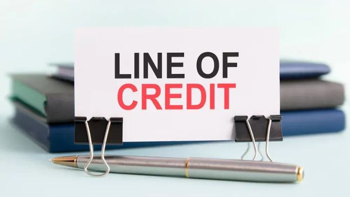 A pen is sitting next to a card that says line of credit.