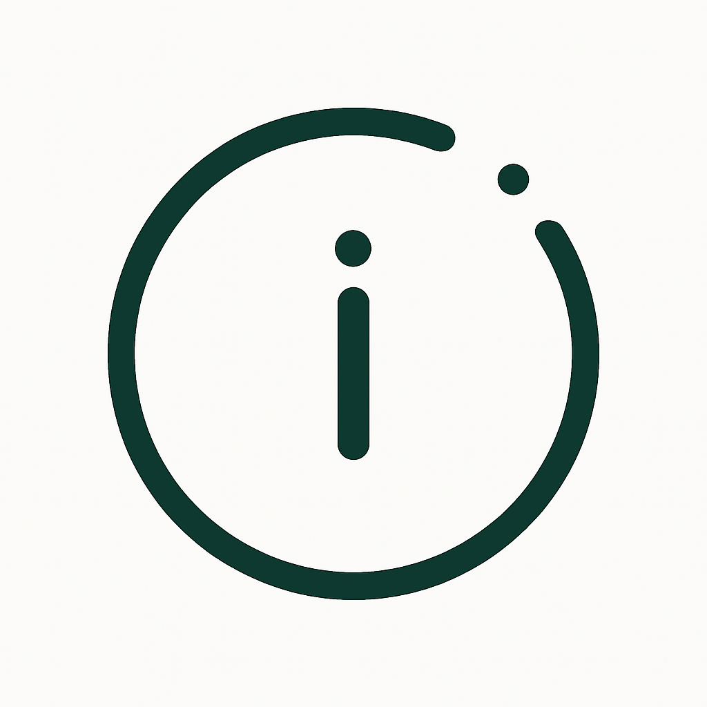 The letter i is in a circle on a white background.