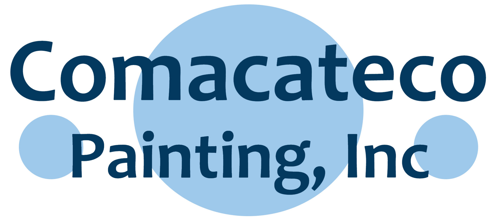 Comacateco Painting, Inc. logo in dark blue text over light blue circles