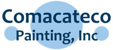 Comacateco Painting, Inc. logo in dark blue text over light blue circles