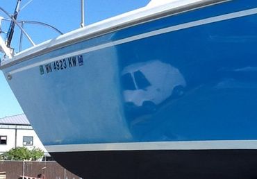 Yacht Services — Yacht with Blue Paint in Edmonds, WA