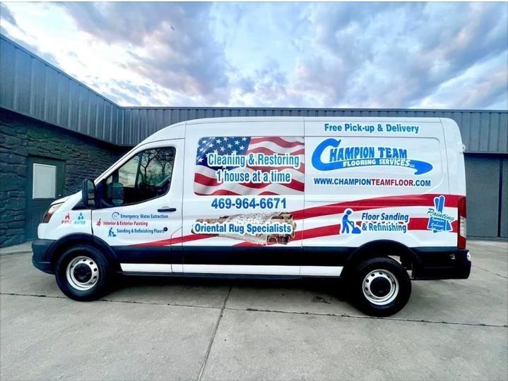 White van with business logo 