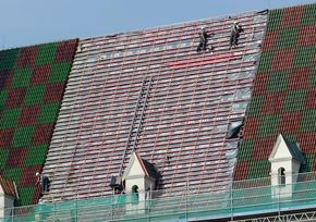 Man installing roof