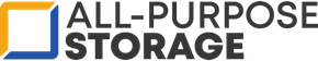 Logo for All-Purpose Storage. The logo has a blue and yellow square shape next to the text 