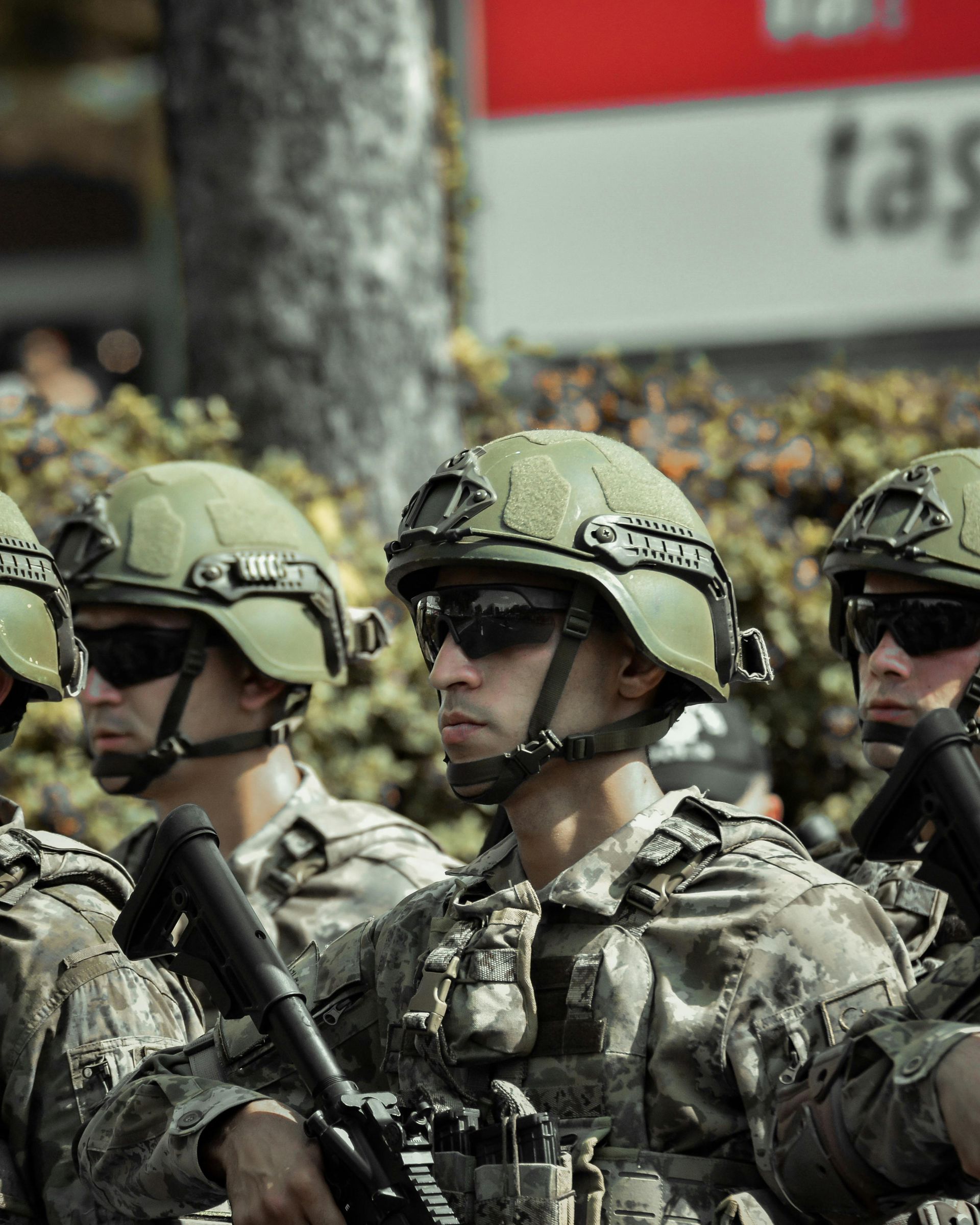 Soldiers in military formation