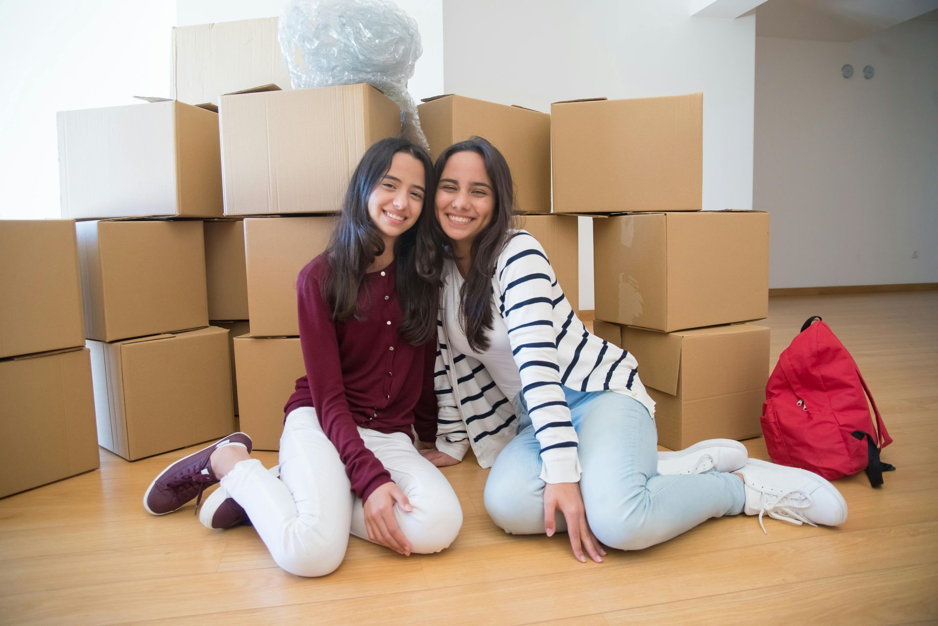 Students with moving boxes