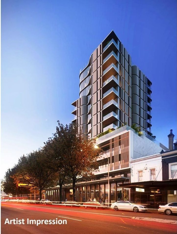 An Artist Impression of A Tall Building with Cars Parked in Front of It — MATV Systems Australia in Mayfield, NSW
