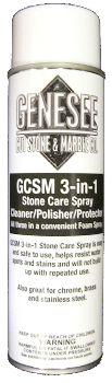 A bottle of genesis 3 in 1 stone care spray on a white background. A bottle of genesis 3 in 1 stone care spray on a white background.