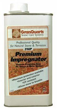 A bottle of premium impregnator for natural stone and terrazzo. A bottle of granquarts premium impregnator for natural stone and terrazzo