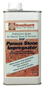 A bottle of porous stone impregnator for natural stone and terrazzo. A bottle of porous stone impregnator for natural stone and terrazzo.