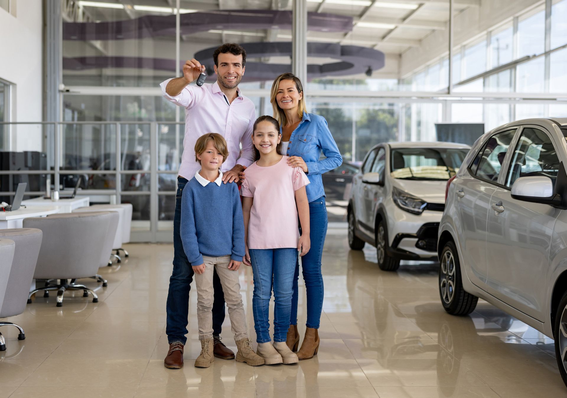 Happy Family Holding the Keys of Their New Car — Albuquerque, NM — Pirkle Insurance Agency Inc. - Allstate Insurance