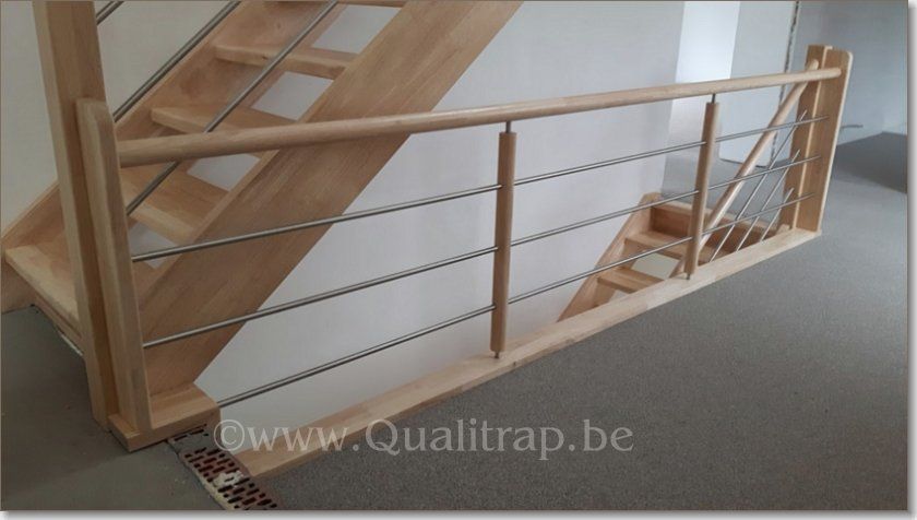 balustrade rubberwood met inox