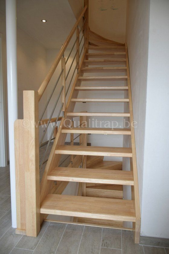 Hedendaags houten trap rechte trap rubberwood
