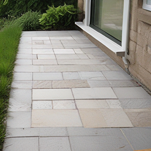 An outdoor walkway made of brick tile.