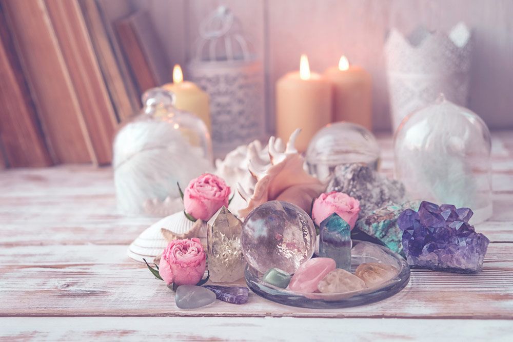 Gemstones Minerals, Candle, Flowers and Sea Shells — Detox in Newcastle