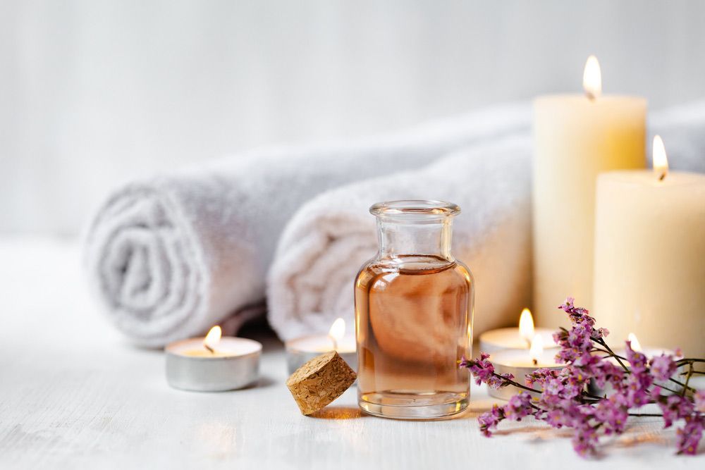 Natural Organic Oil, Towel, Candles — Detox in Newcastle