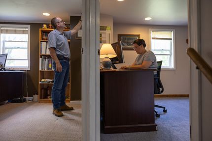 Brad Rocke and Julie Rocke in Agri-Management Solutions offices