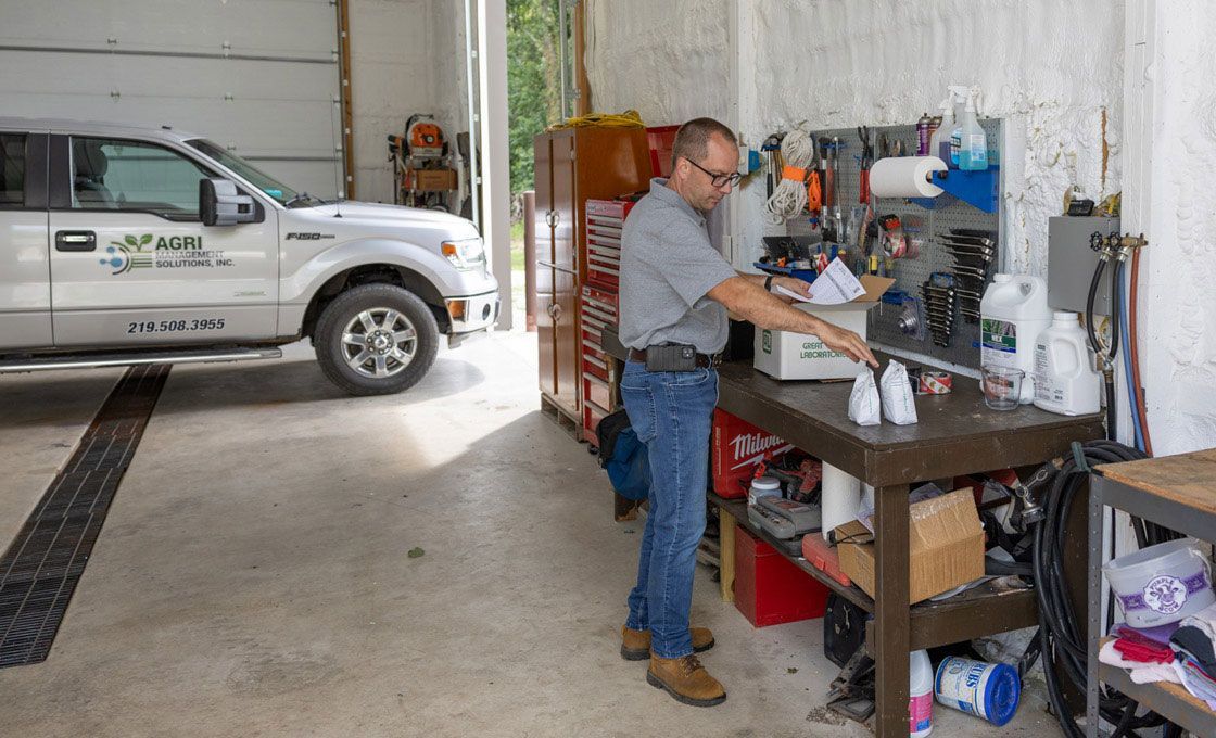 Brad Rocke preparing soil samples to send to the lab