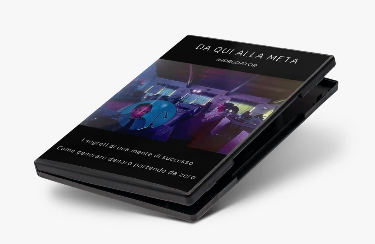 Libro nero intitolato "Da Gin alla Meta". La gente si radunava con luci blu e viola.