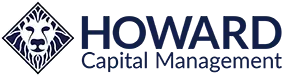 A logo for howard capital management with a lion in a diamond.