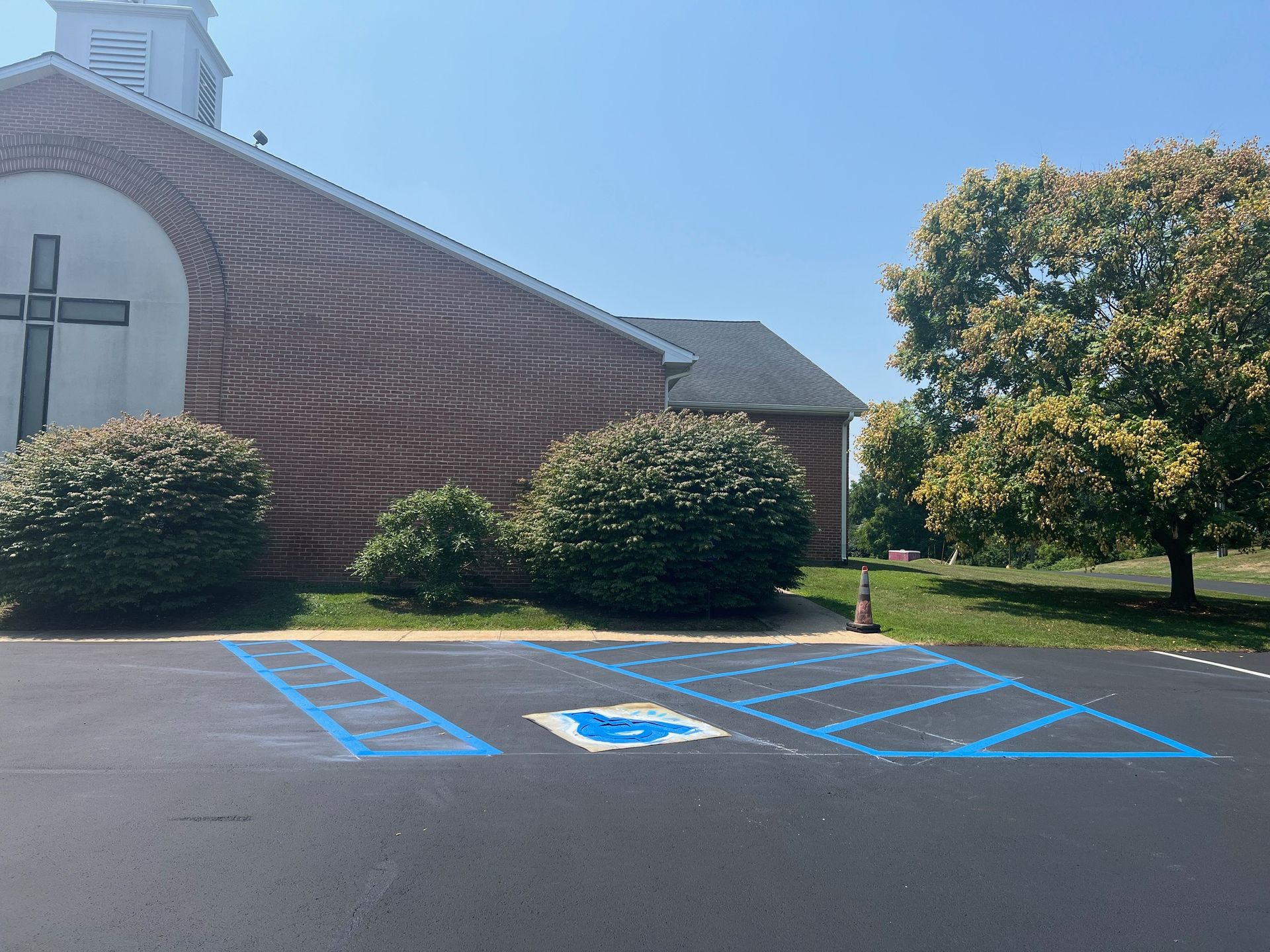 There Is a Handicapped Parking Spot in Front of A Church.