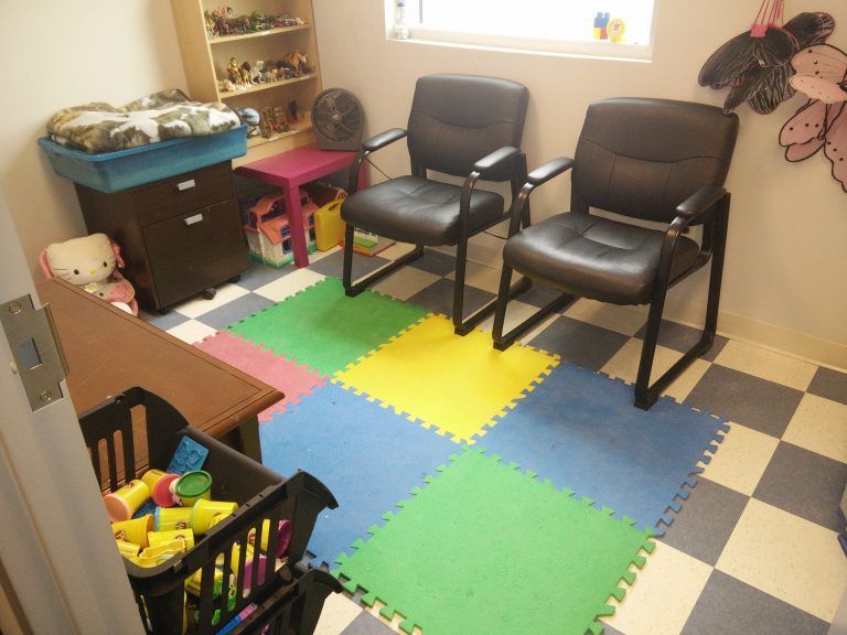 Play therapy room designed to help children heal through imagination