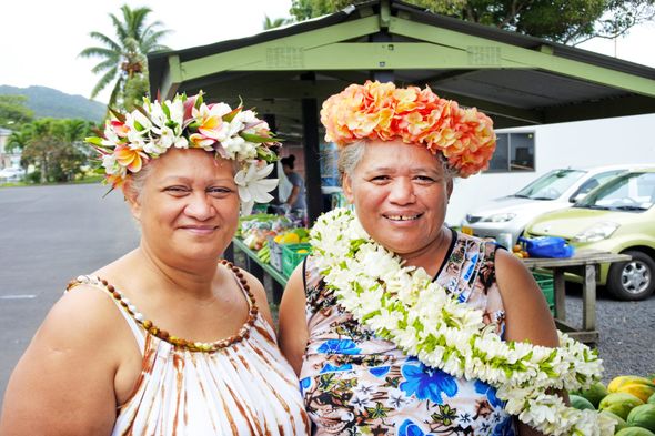 Two hawaian women photo