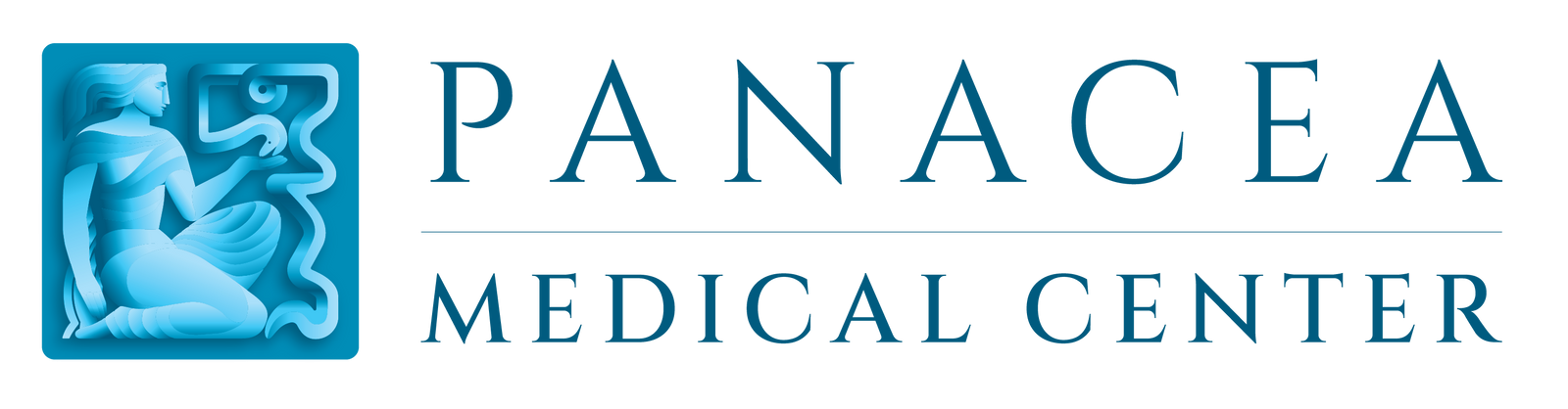 A logo for panacea medical center with a lion on it
