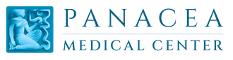 A logo for panacea medical center with a lion on it
