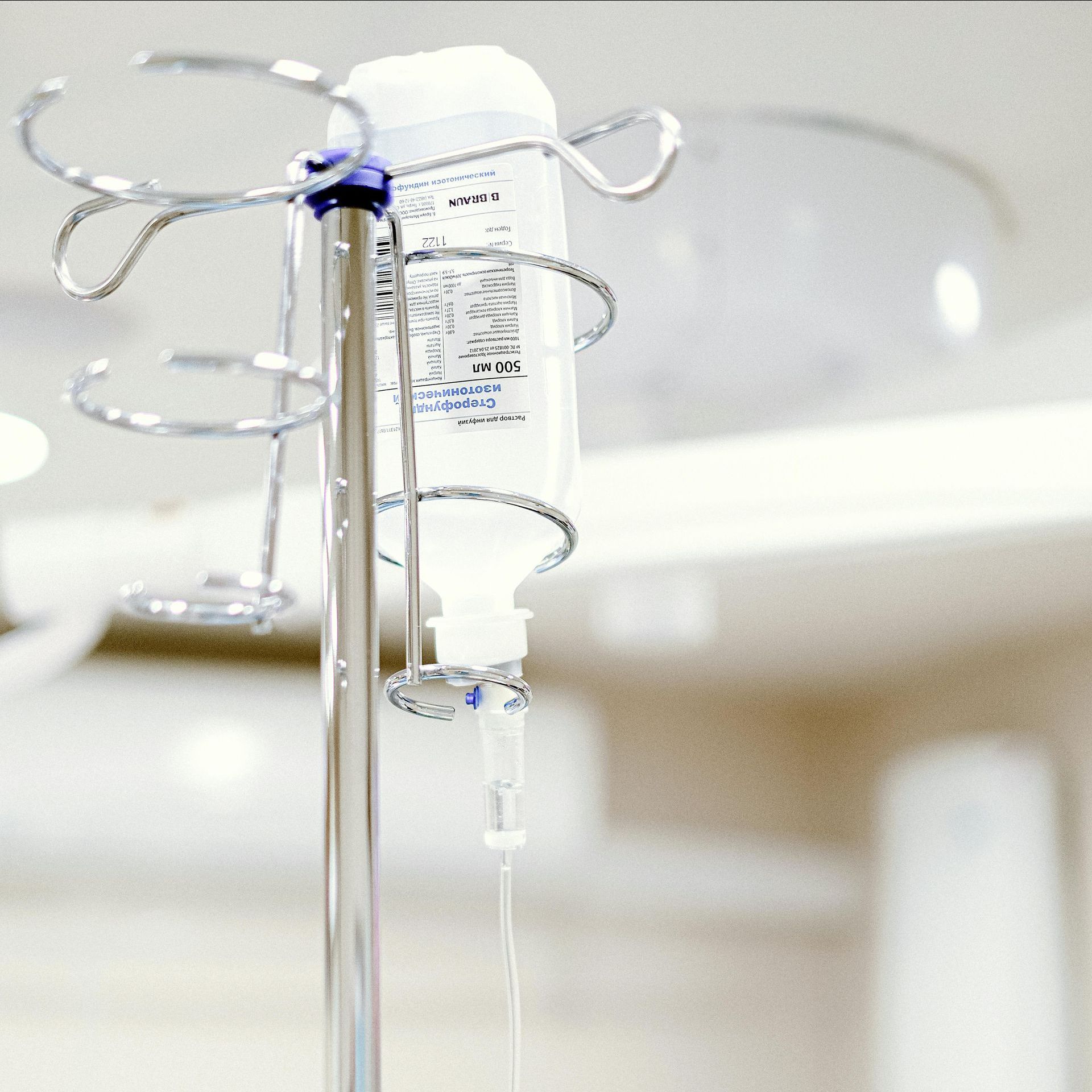 An IV hook on a stand