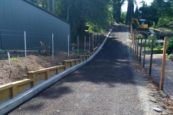 A fence is being built on the side of a road