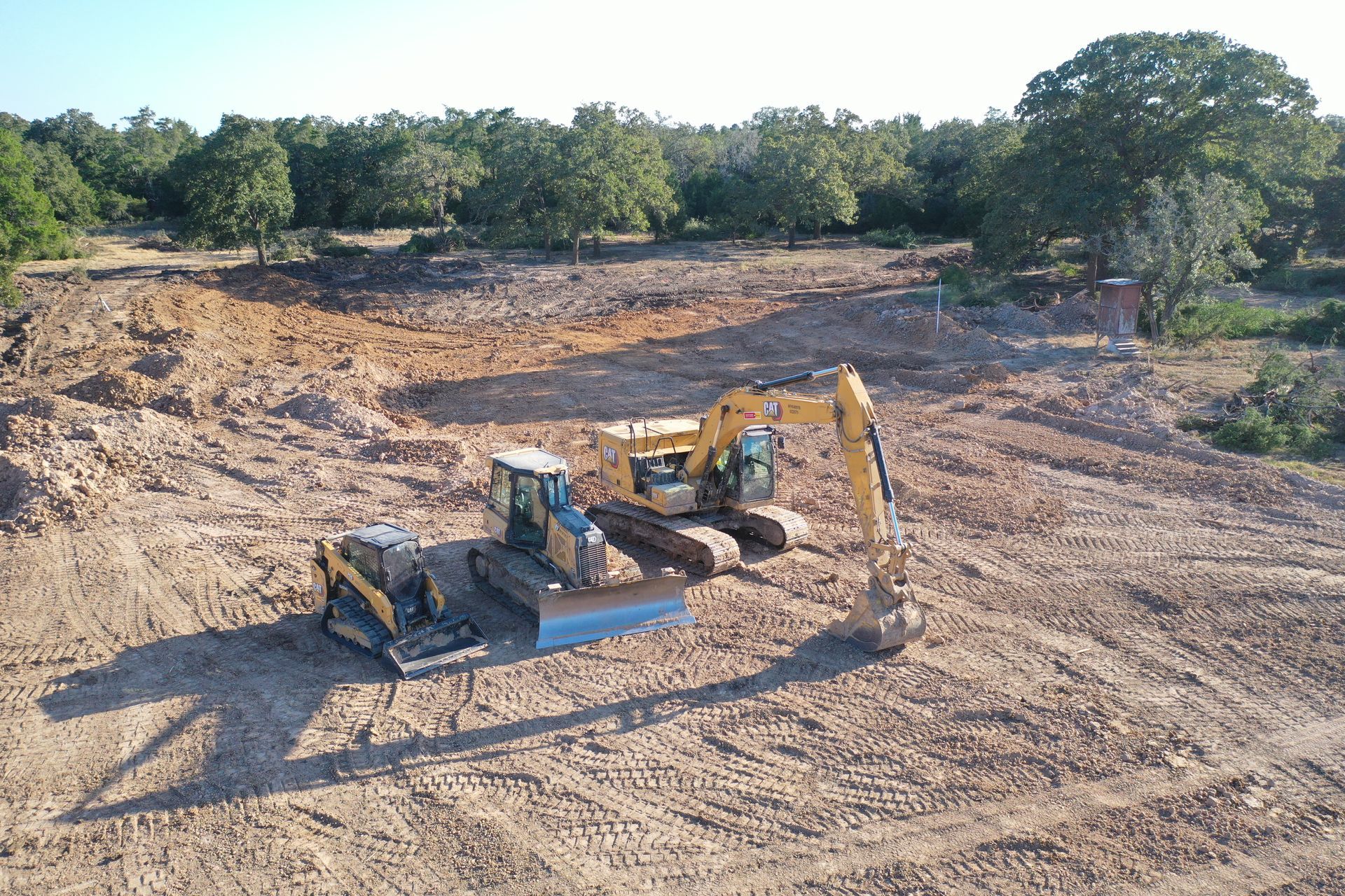 Pond construction aerial view