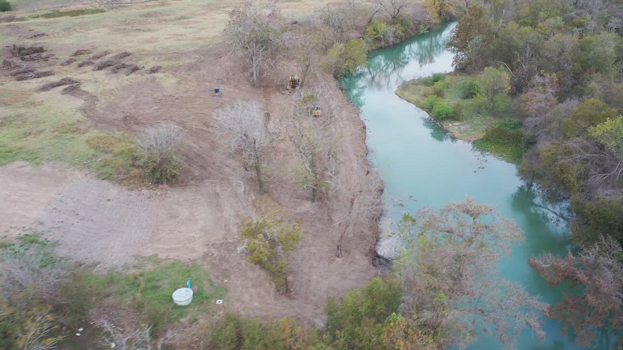 Aerial view of land development excavation grading and site preparation by Gulf Coast Conservation