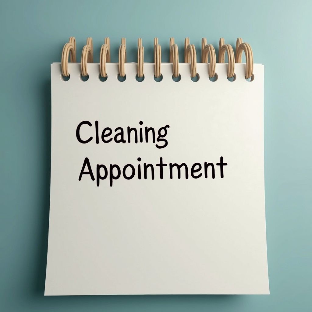 A notepad with the words "Cleaning Appointment" on it.
