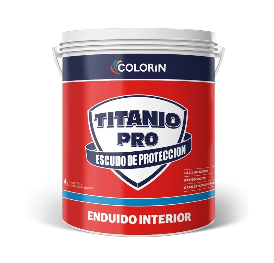 Lata de pintura roja con etiqueta 