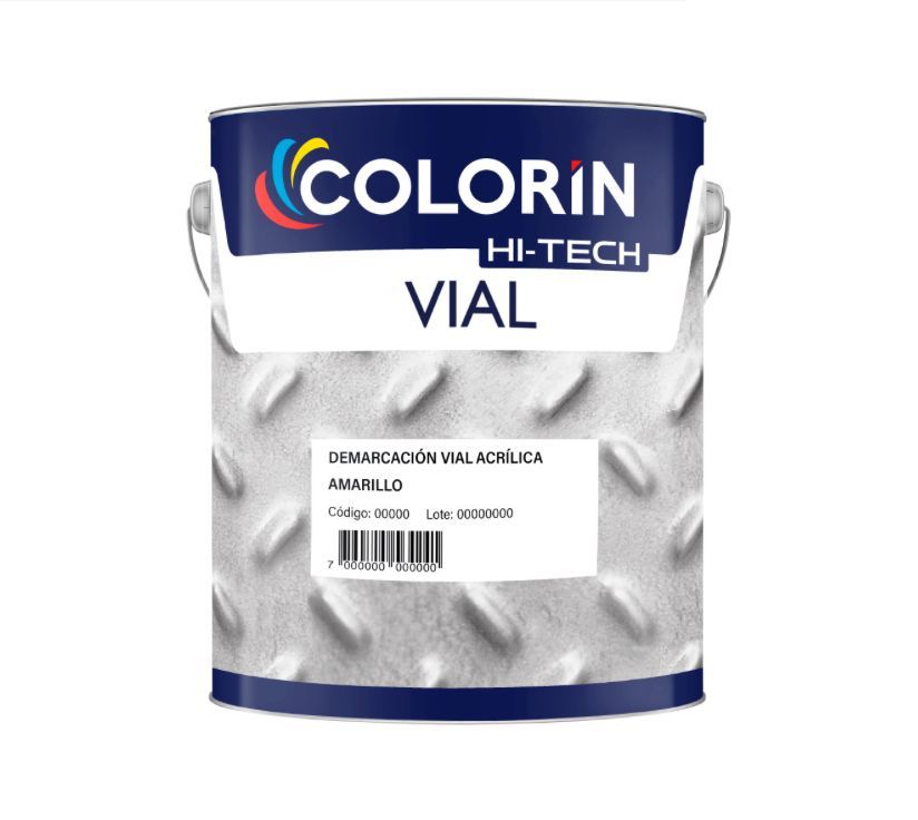 Balde de pintura con la etiqueta 