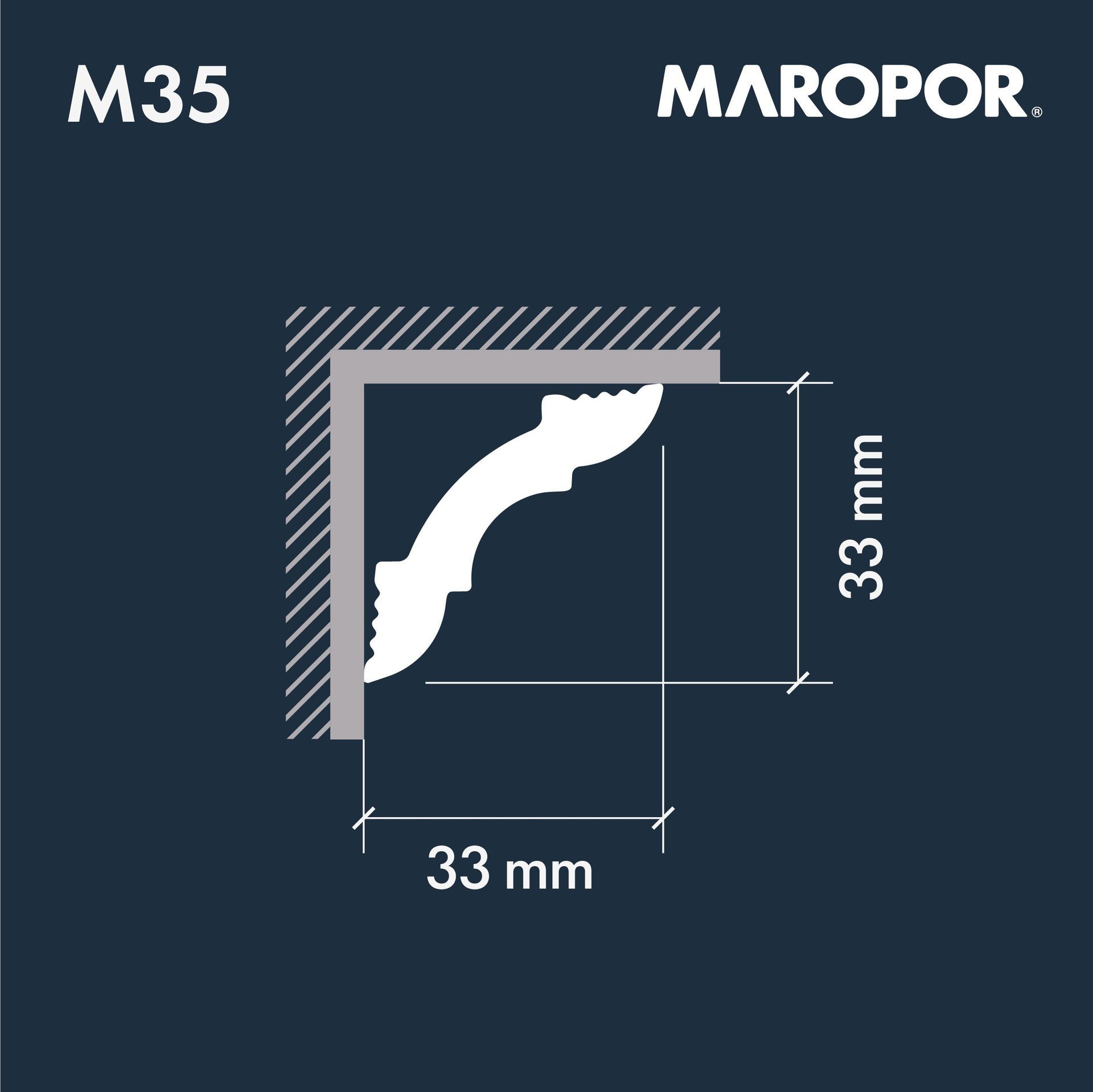 Moldura Interior M35 - 33x33x2000 mm