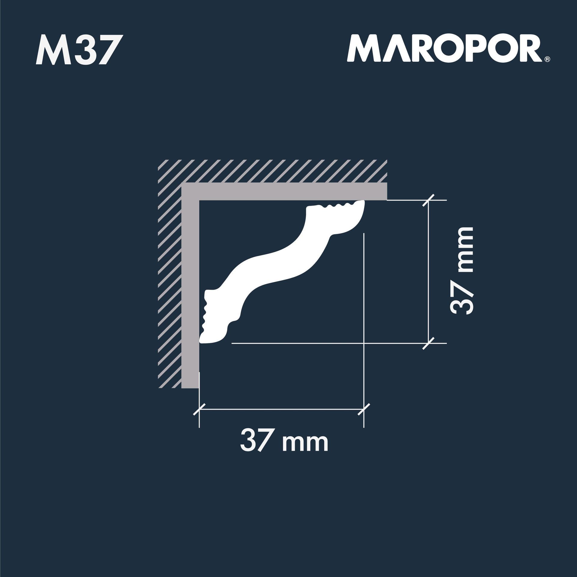 Moldura interior M37 - 37x37 x2000 mm