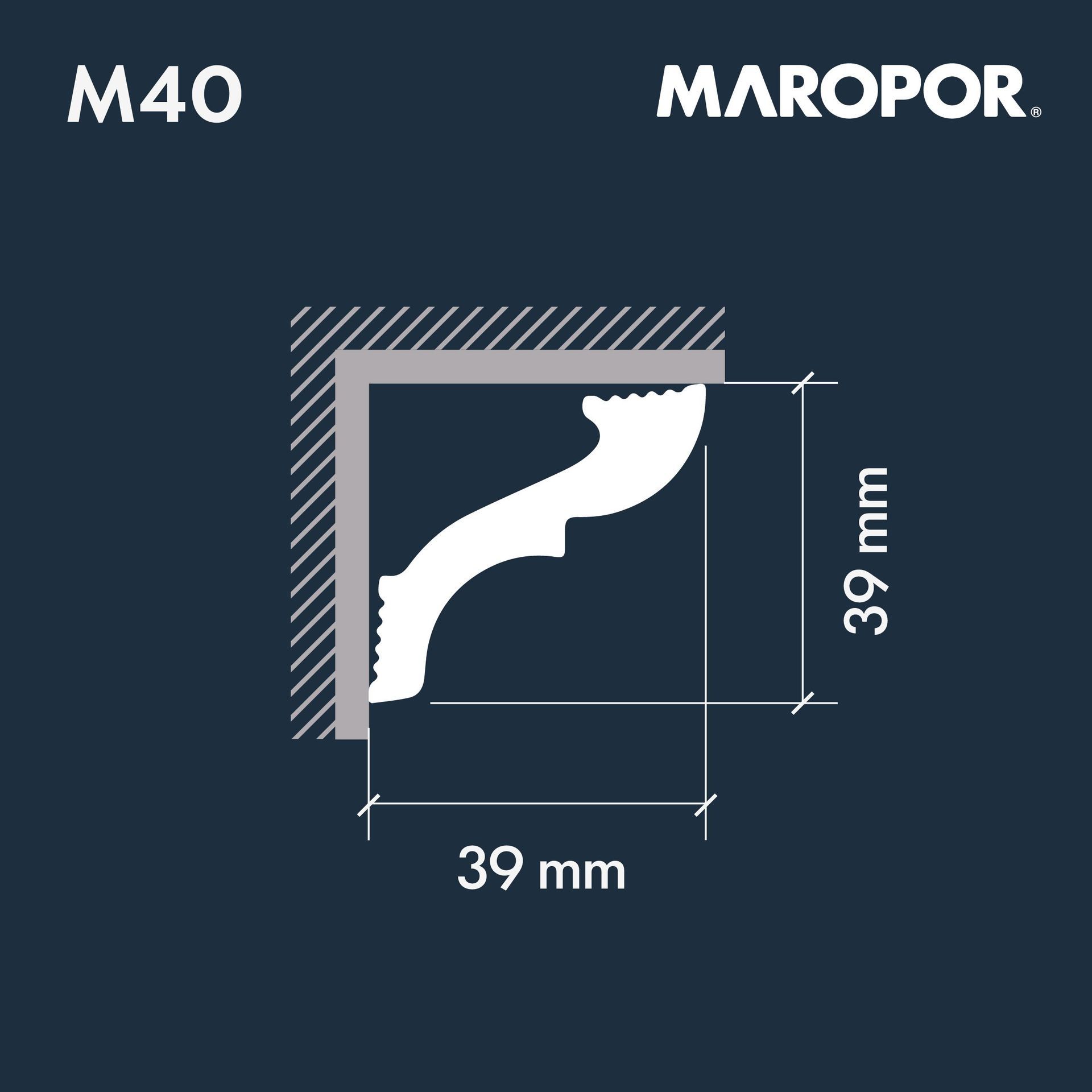 Moldura Interior M40 - 39x39x2000 mm