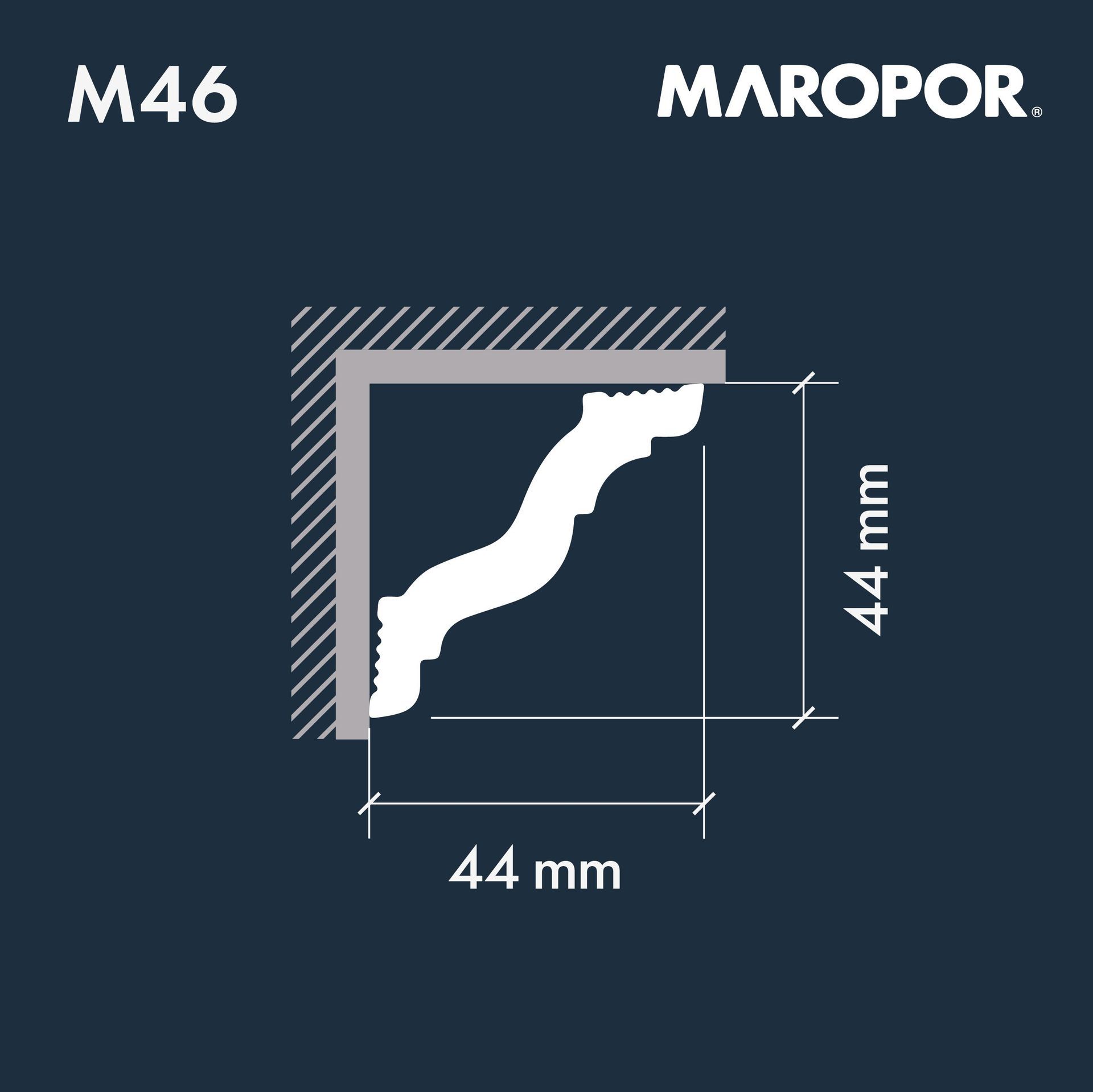 Moldura Interior M46 - 44x44x2000 mm