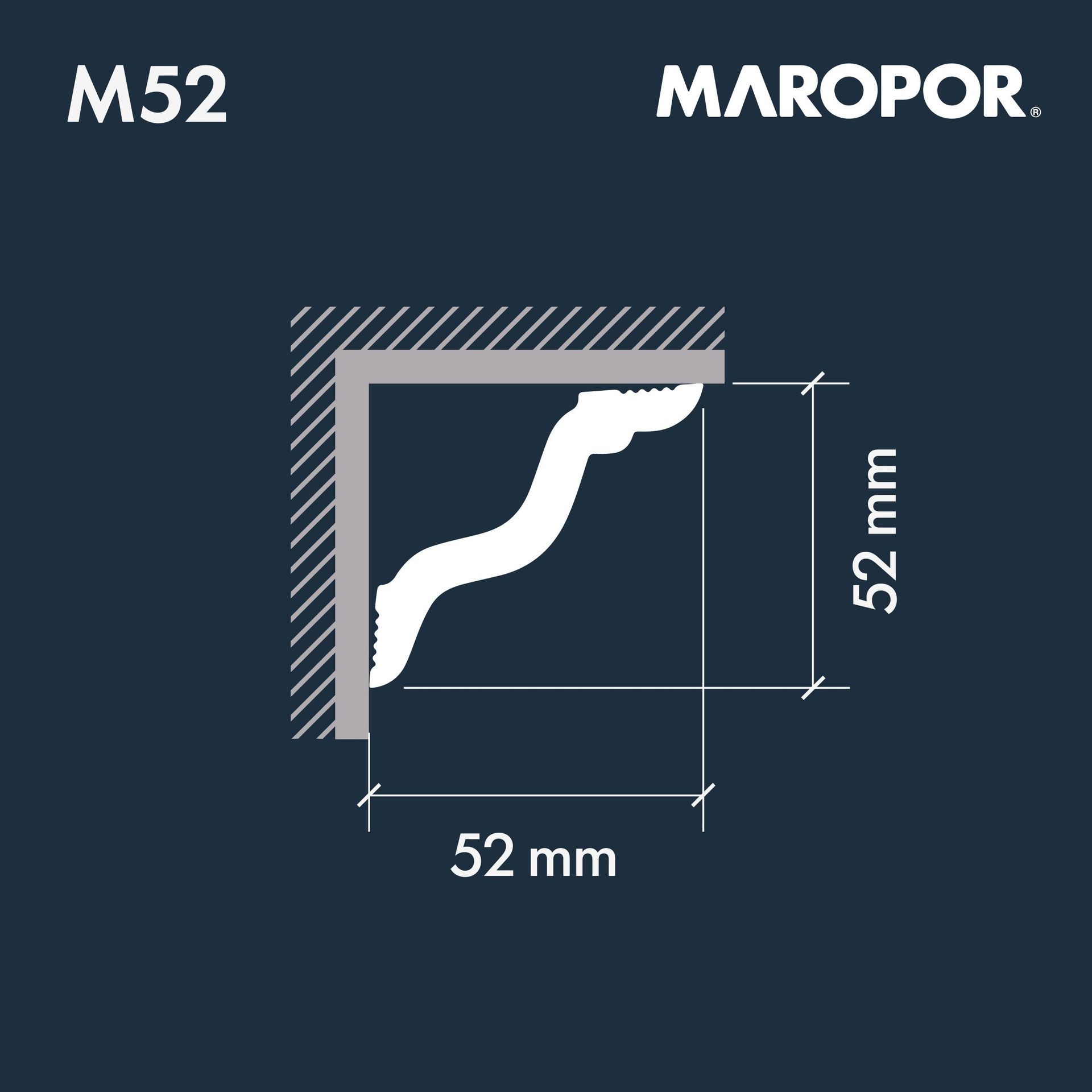 Moldura Interior M52 - 52x52x2000 mm