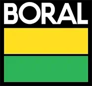 BORAL logo: White text on black background, yellow and green horizontal stripes.