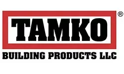 TAMKO Building Products LLC logo: black text in a red box, with 