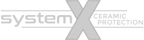 A logo for a company called system x ceramic protection