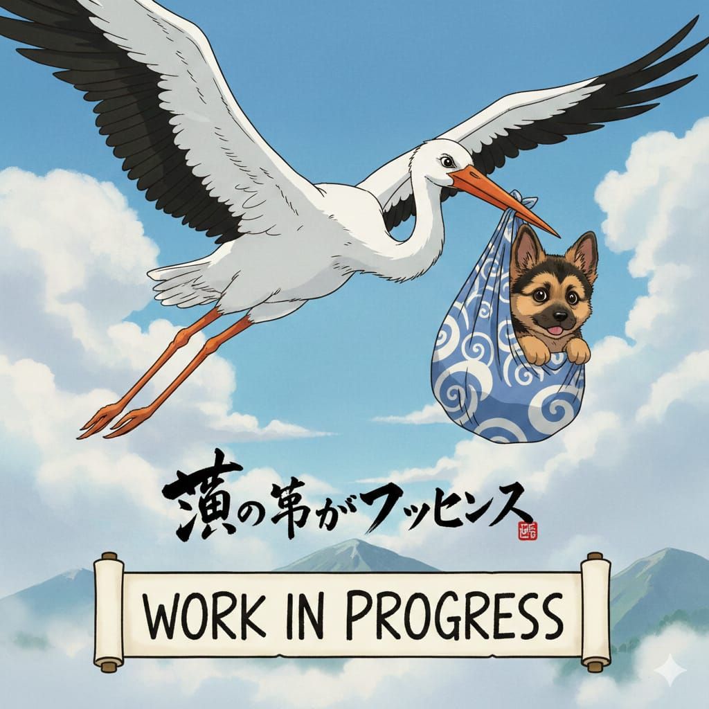 Un cucciolo di pastore tedesco in braccio, con il pelo nero e marrone chiaro, la lingua fuori, seduto sulle ginocchia di qualcuno.