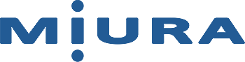 The word miura is written in blue letters on a white background.